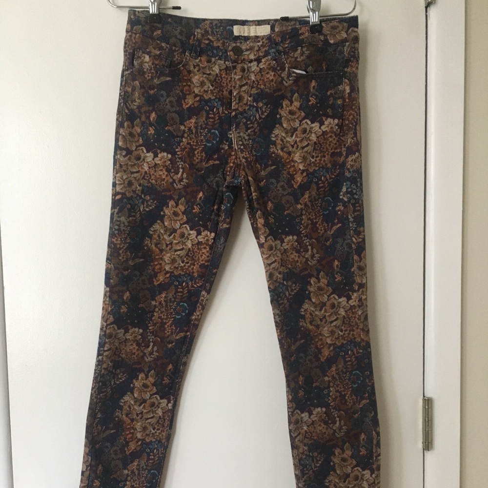 Zara foral multicolor pant skinny Jean size 4